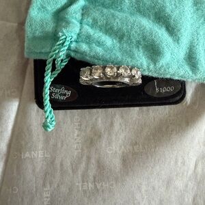 Luxury Italian Silver Ring 5 Stones